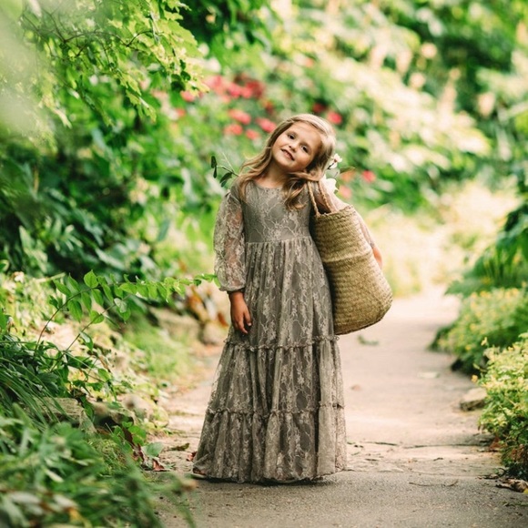 Sage Green Lace Mommy + Me matching dresses - Picture 4 of 5
